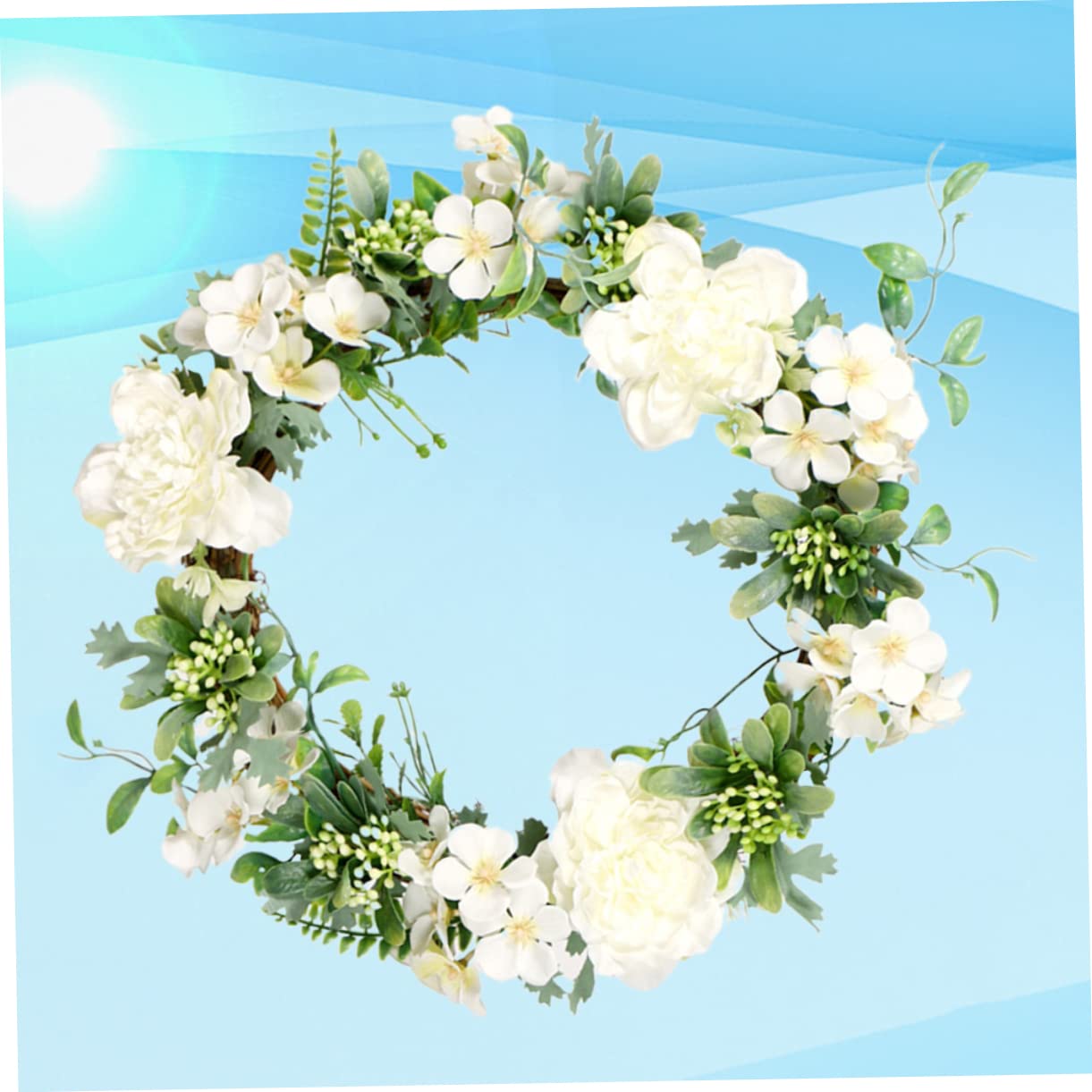 STOBAZA 2stücke Künstlicher Camellia Blumenkranz Weiße Wanddekoration Für Tür Und Festlichkeiten Pflegeleicht Und Langlebig Für Hochzeiten Partys Und Zuhause