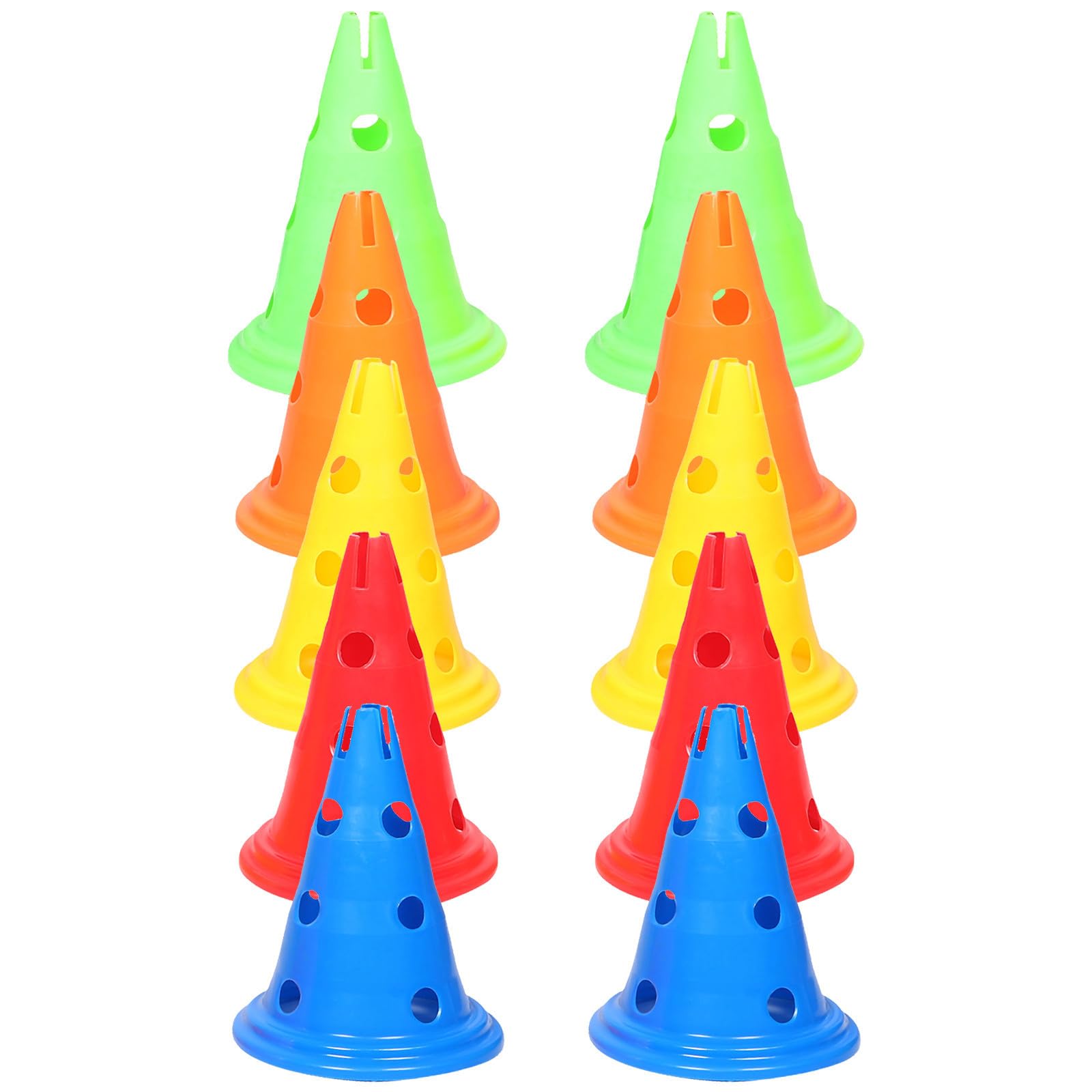 HEMOTON 10 Unidades Conos de Entrenamiento PE Multicolor, Base Redonda para