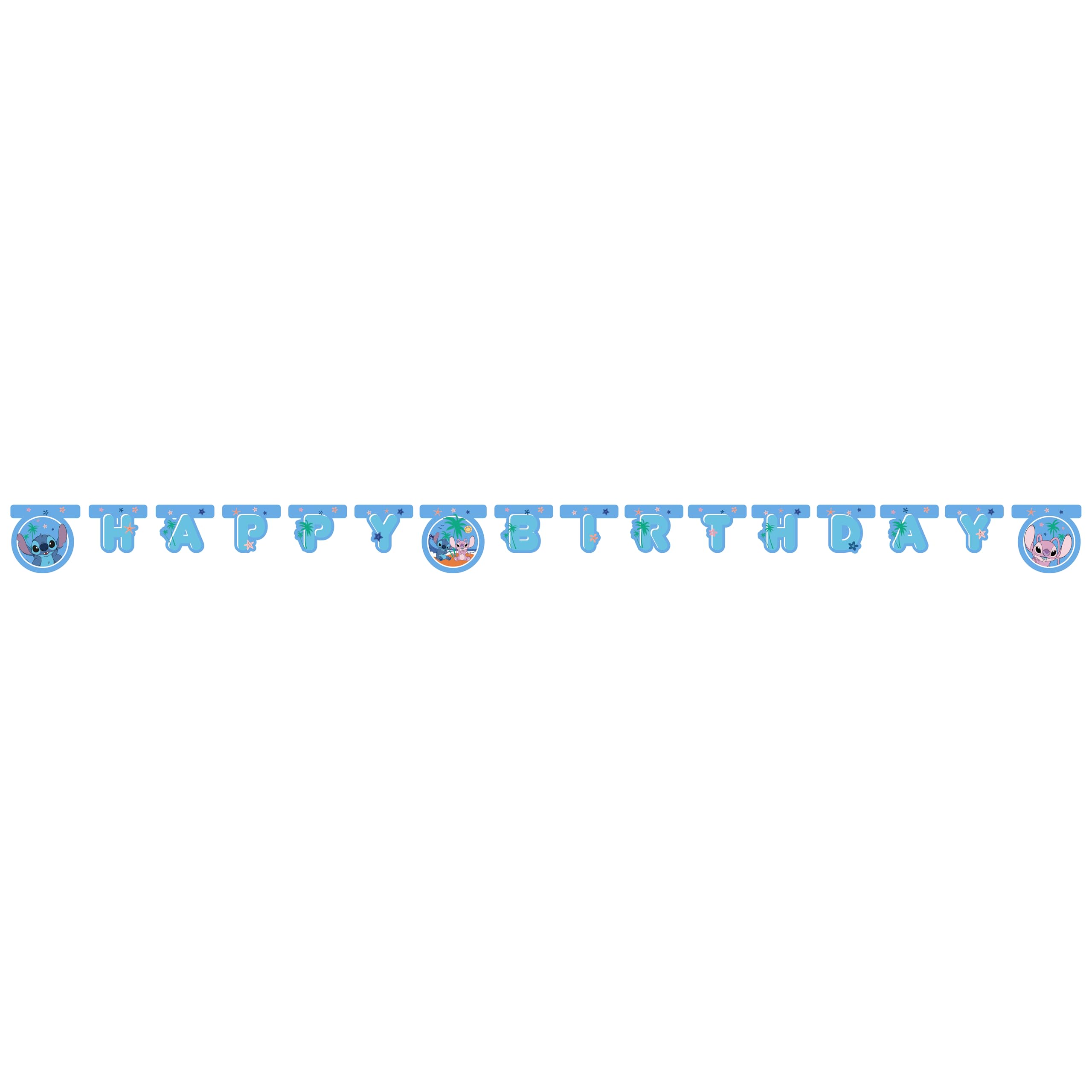 Procos - Decorazione di compleanno Stitch, set da 55 pezzi, contiene 8 piatti di carta, 8 bicchieri di carta, 20 tovaglioli, tovaglia, ghirlanda, 8 palloncini, palloncino in foil, 8 sacchetti