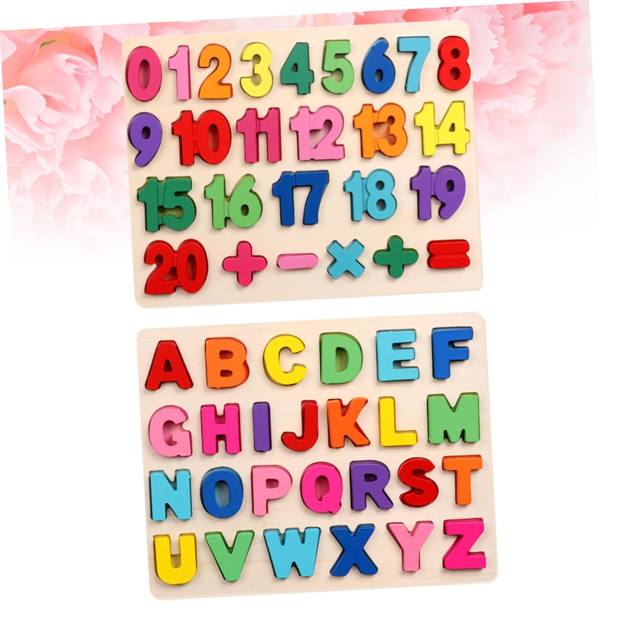 iplusmile Puzzle Educativo in Legno per Alfabetico e Numerico Colorato con Simboli Matematici Gioco Didattico per Sviluppo e Coordinazione Mano-occhio