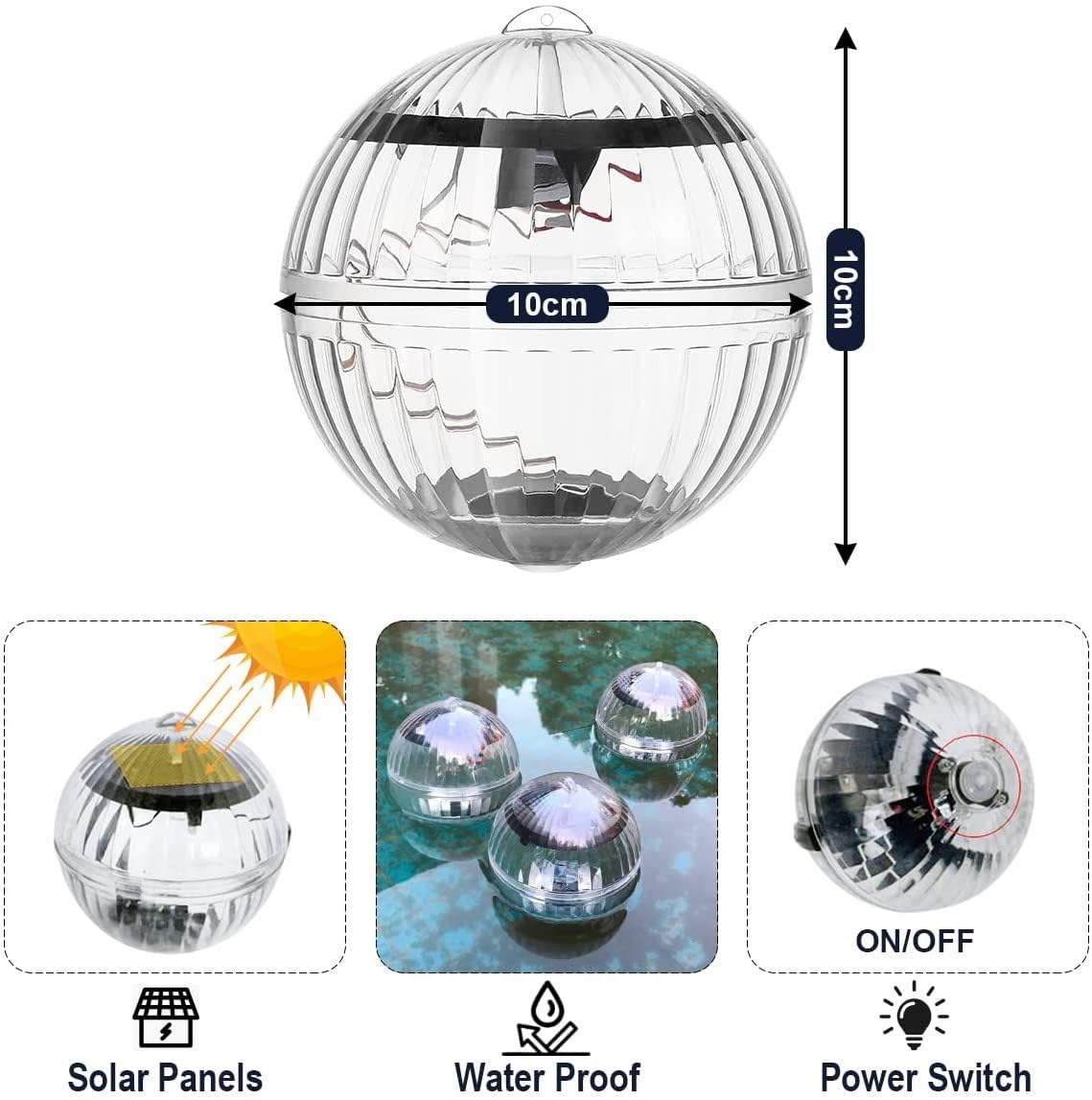 flexman Solar Floating Pool Lights, Waterproof Multi Color Solar Floating Lights - Image 4