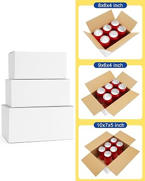 Assorted-Sizes-Shipping-Boxes-45-Pack: 8x6x4 & 9x6x4 & 10x7x5 Small-Shipping-Boxes-Mailers, White Corrugated-Cardboard-Boxes-for-Packing-Small-Business Mailing