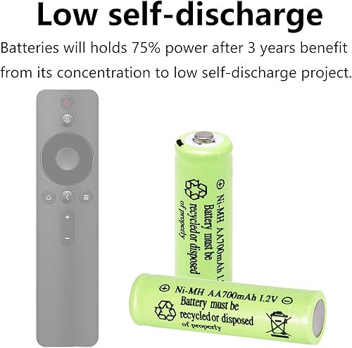 Miniatura 7 de Baterías AA recargables NiMH de 1.2 V 700 mAh, paquete de 12 baterías recargables dobles A para luces solares, tira de luces de camino, ratón,