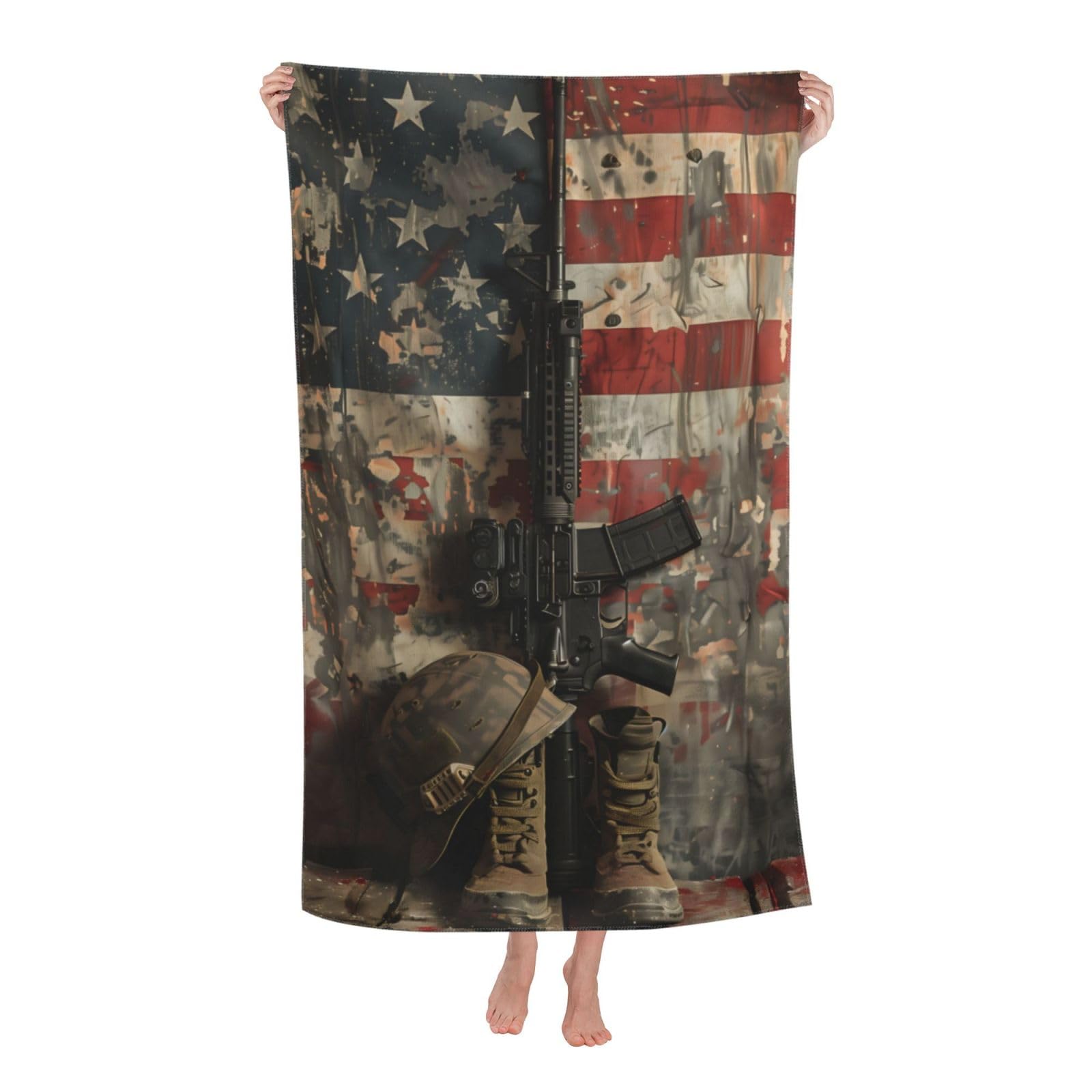 HLBSDM Veterans Beach Towel 31inx51in American Flag Sand Free Microfiber Bath Towel Ultra Soft Quick Dry Pool Towel Absorbent Towel Lightweight Towel for Swimming Bathroom Decor
