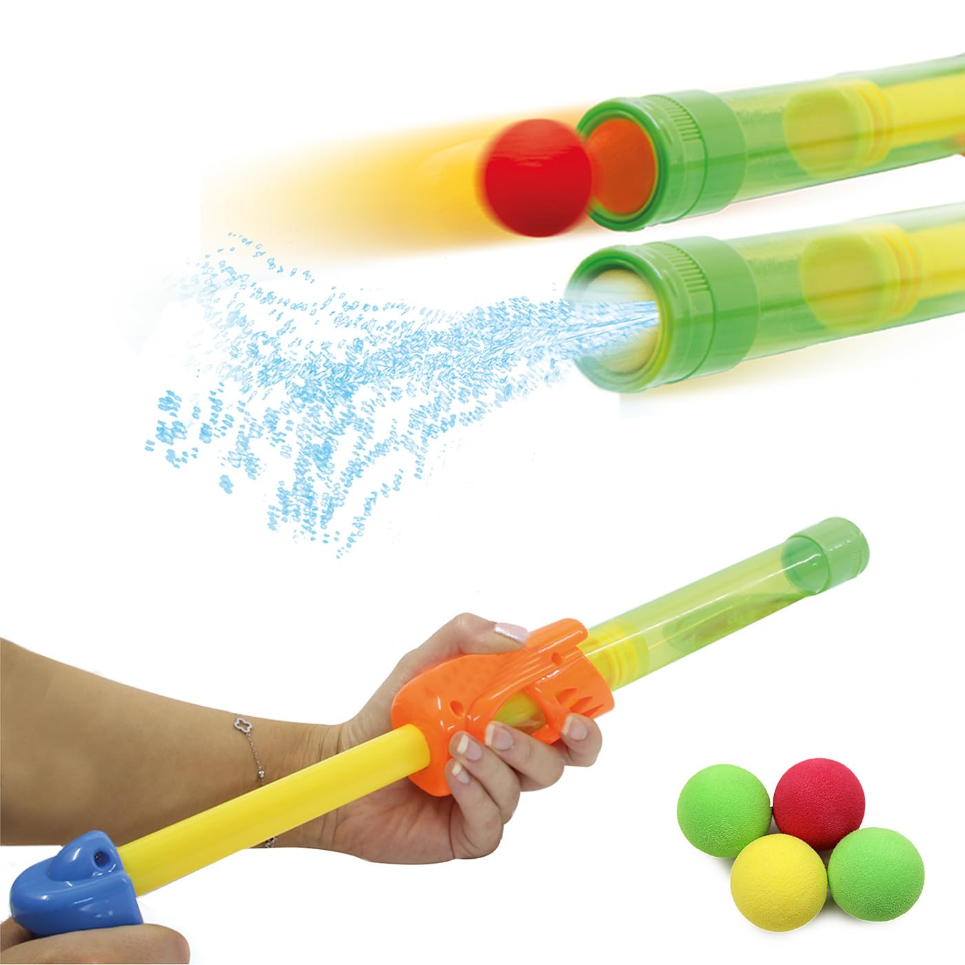 Jamara 460313 - MC Fizz Fizzy Balls Vert – Pistolet à Eau 2 En 1