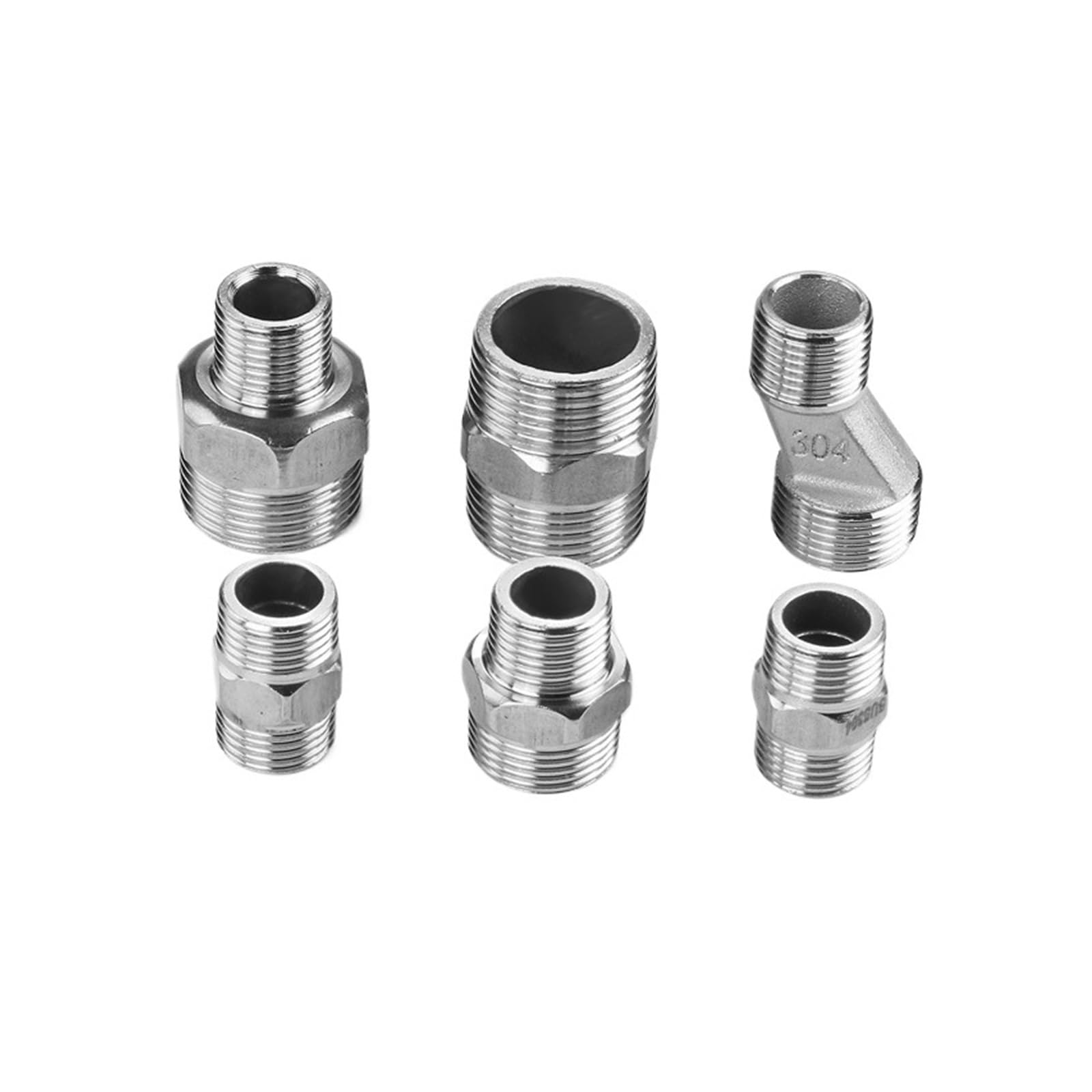 Accesorio de conversión de Acero Inoxidable, Accesorio Reductor de Acero Inoxidable, Rosca Macho de 1/4", 3/8", 1/2", 3/4", 1", acoplador rápido (6,50 Piezas BSP)