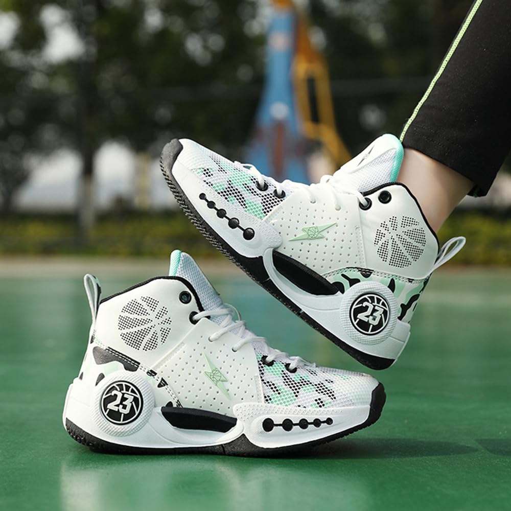 Hixingo Chaussure de Basketball Enfant Garçon Filles Sneakers Baskets, Baskets de Basket-Bal Unisexe Antidérapant Moyenne Chaussures de Sport pour Homme Femme 31-41 EU