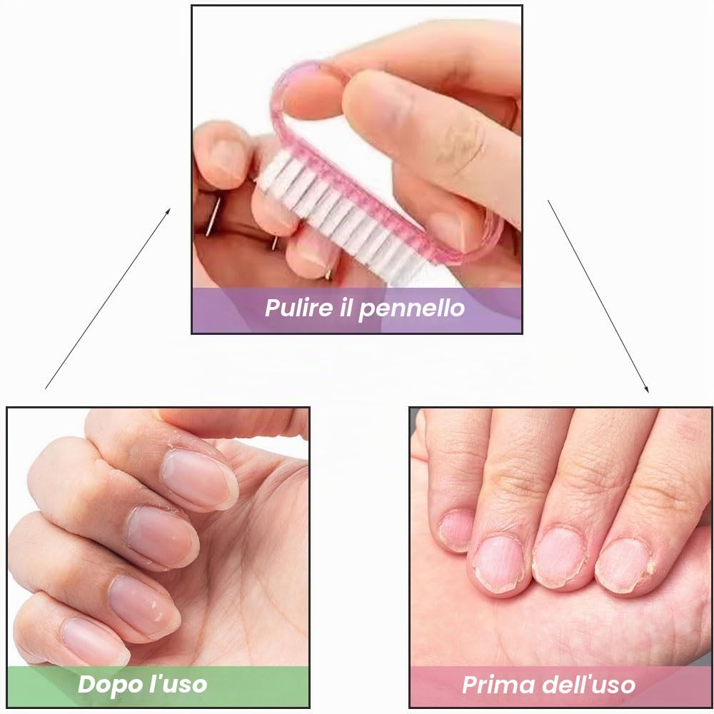 Spazzola Per Unghie, 4 Pcs Spazzola per la Pulizia, Mini Spazzole per Unghie, Spazzola in Plastica da Pulire, per Pulizia Delle Unghie (Viola, Rosa, Blu, Trasparente)