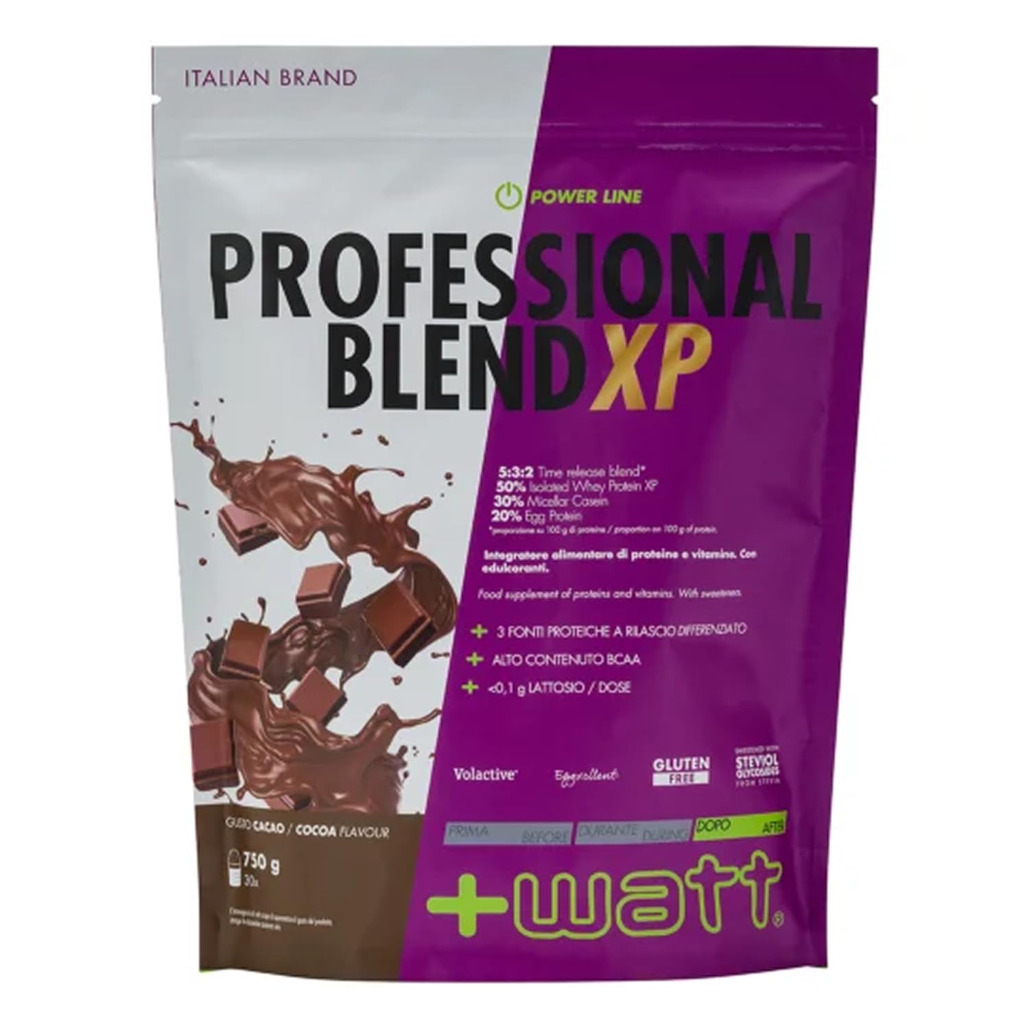 Professional Blend XP - Blend a Base di Proteine del Siero del Latte, Caseine, Proteine dell’Uovo e Vitamine - Formato: Doypack 750 g - Gusto: Cacao
