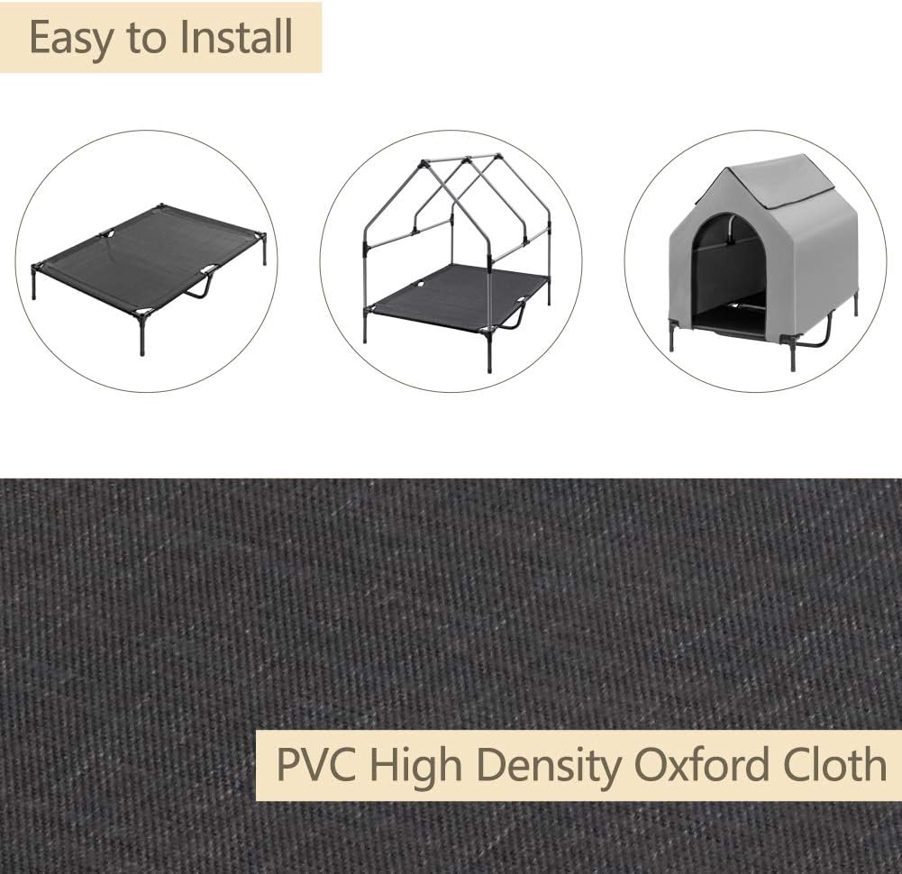 Zooba 2 in 1 Elevated Extra Large Dog House, Weatherproof 600D PVC Dog House with Strong Beam Support Up to 178 lbs, Breathable Textilene 2x1 Dog Bed with Extra Carrying Bag : Pet Supplies