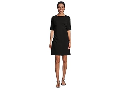 Mod-o-doc Elbow Sleeve Below The Knee Shirred Dress Women