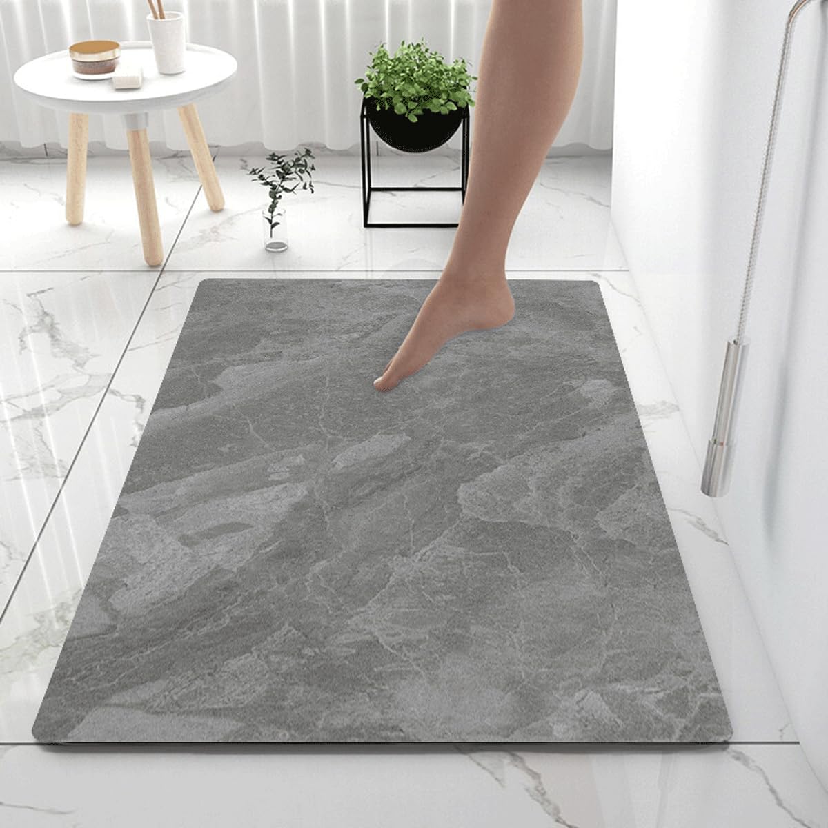 Tapis de bain super absorbant, tapis de salle de bain antidérapant, anti-moisissure, fond antidérapant en caoutchouc, tapis de douche à séchage rapide
