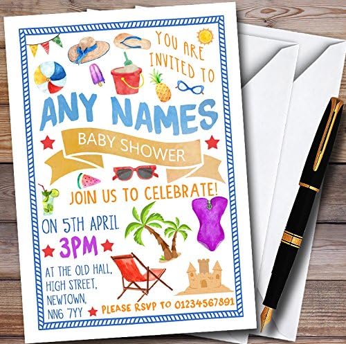 Sunny Beach Pool Personalized Baby Shower Invitations