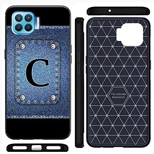 Image of Amazon Brand - Solimo Designer Button Jeans Alphabet-C Printed Soft & Flexible Hybrid Back Case Mobile Cover for Oppo F17 Pro