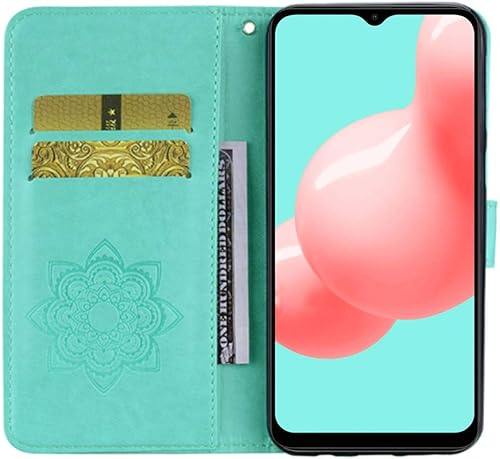 Miniatura 6 de Funda compatible con Samsung Galaxy A32 5G Bling Diamand PU Funda tipo cartera de piel sintética con cuerda Wsrist Funda protectora de cuerpo