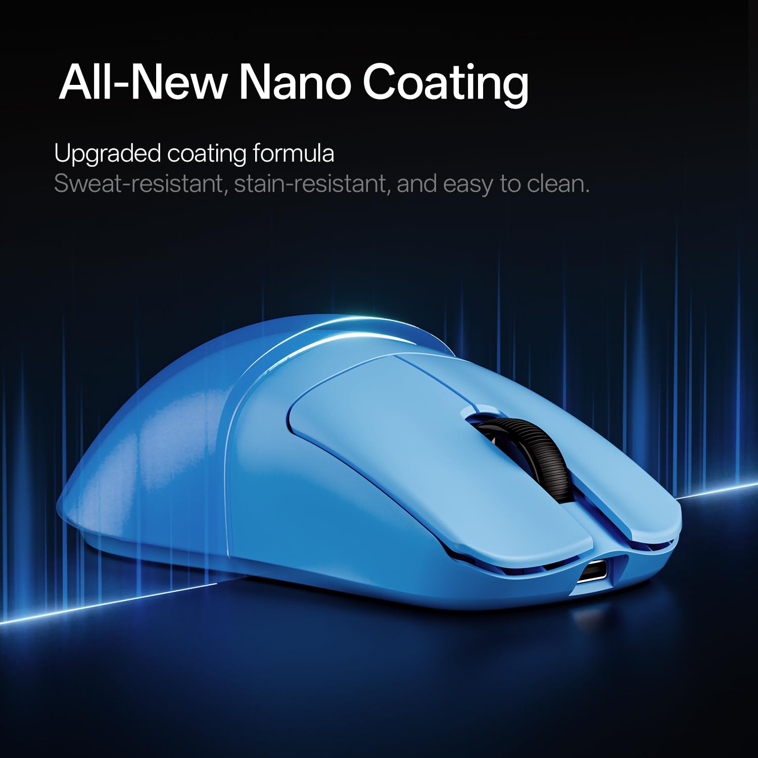 ATK Blazing F1 V3 Ultimate+ Souris de jeu sans fil, capteur maître PAW3955, DPI jusqu'à 50 000, 37 g légère, 300 heures d'autonomie, revêtement nano, double mode 2,4 G/filaire – Bleu perle