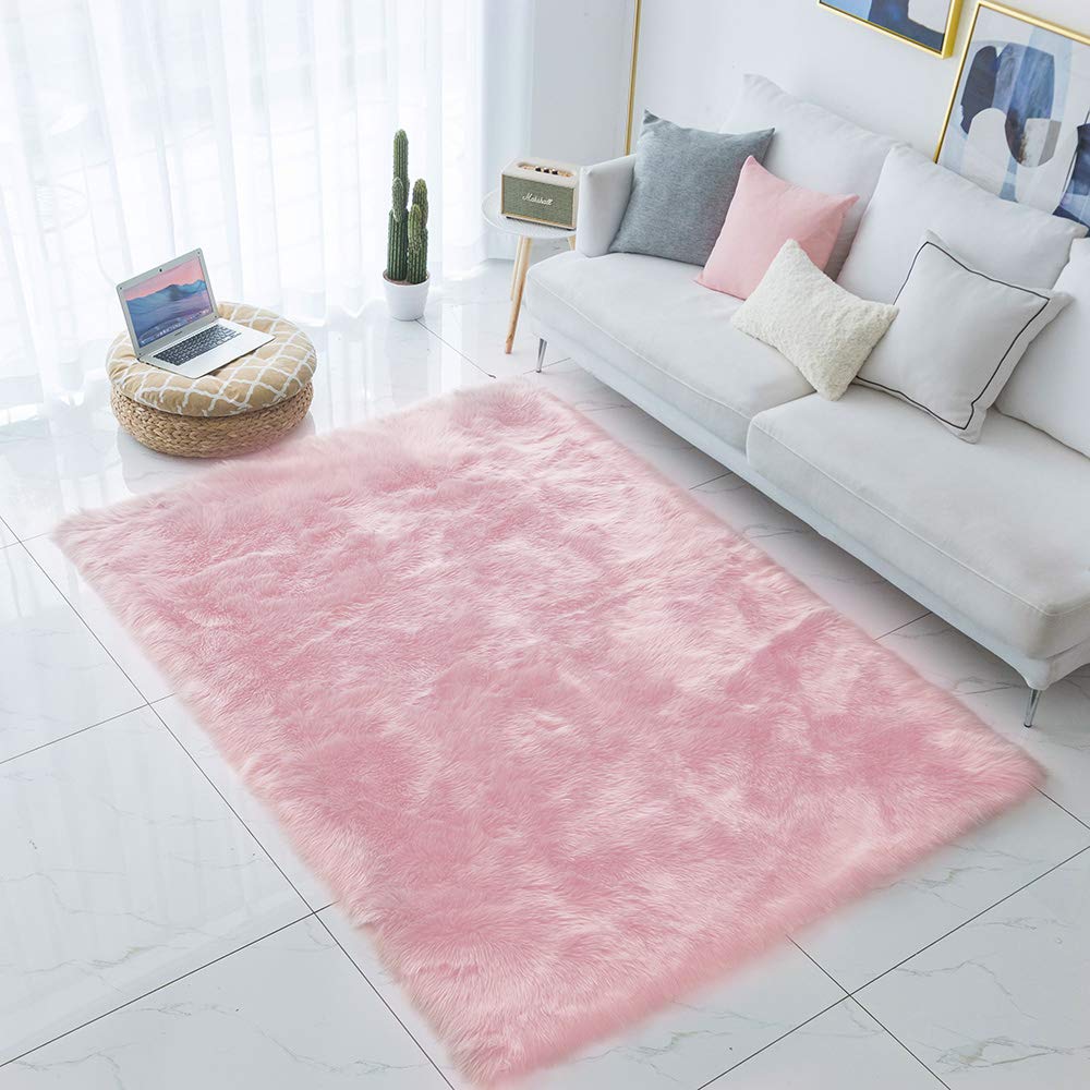 Alfombra de piel de oveja sintética elegante y densa para salones exclusivos