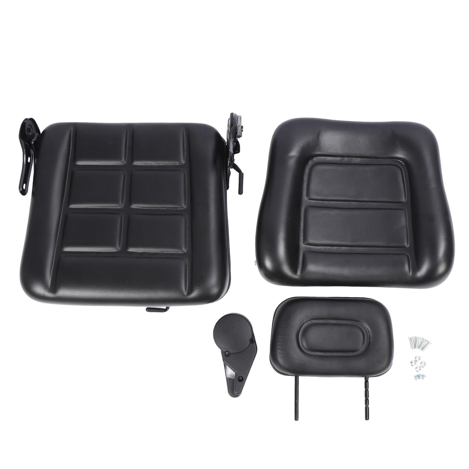 SIXRUN Gabelstaplersitz mit Schalter, Ergonomischer Rasenmähersitz aus PVC-Leder, Verstellbare 30-180-Grad-Rückenlehne für Bagger, Lader und Teleskoplader (Ohne Armlehne)