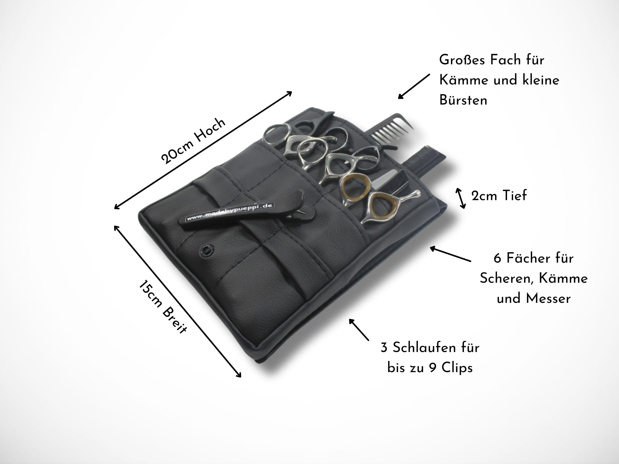 Kunstleder Friseurtasche Schwarz Friseur Werkzeugtasche Scherentasche Friseurgürtel Friseurschere Salon