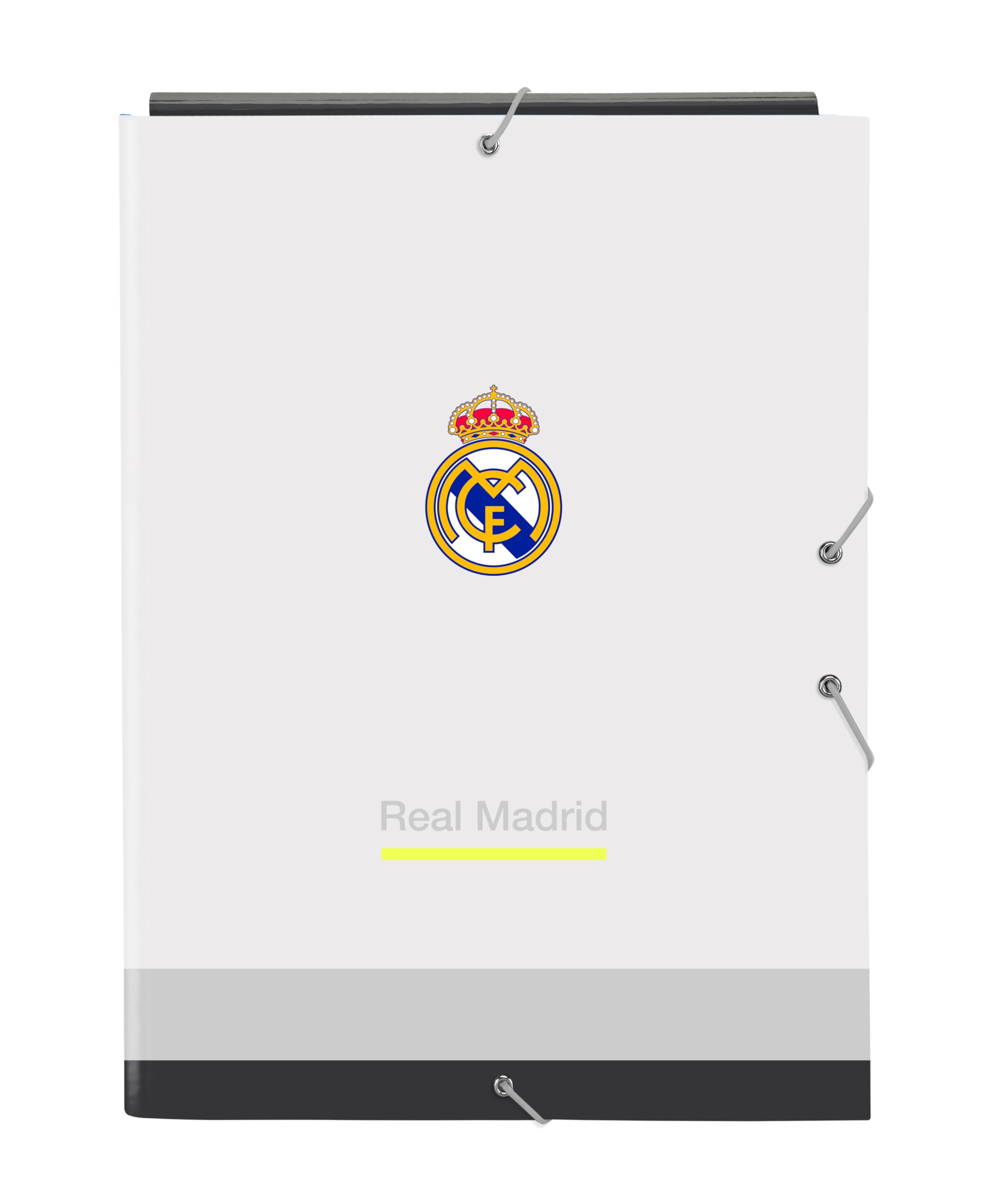 Safta Real Madrid EQUIPACIÓN 25/26 – Folio Folder with 3 Flaps, Ideal for Children of Different Ages, Comfortable and Versatile, Quality and Resistance, 26 x 36.5 cm, White, M, Casual