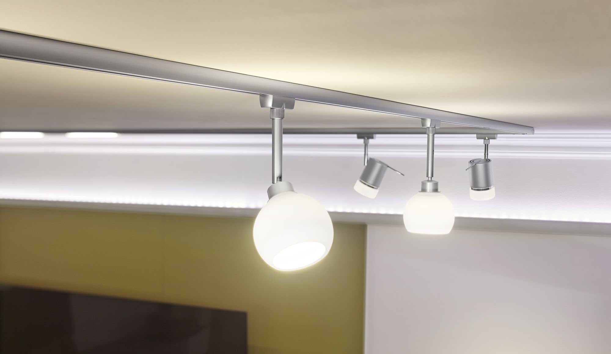Paulmann 95182 URail Spot sur rail DecoSystems Basic Spot simple GZ10 250 lm 3,5 W 2700 K dimmable 230 V chrome mat système de rail URail