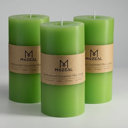 Miniatura 58 de MOZEAL Velas de pilar extra grandes de color borgoña de 4" x 10" (juego de 2), sin perfume, sin goteo, sin humo, de larga combustión limpia, velas