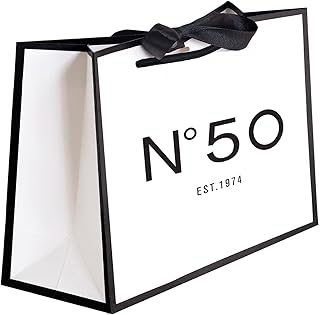 QLSKO 50th Birthday Keepsake Gift Paper Bag for Her-NÂ°50 EST.1974 Fifty Anniversary Party Present Shopping Tote Bags Women 50 Year Old Decorations Idea (Small, 1974 50th)
