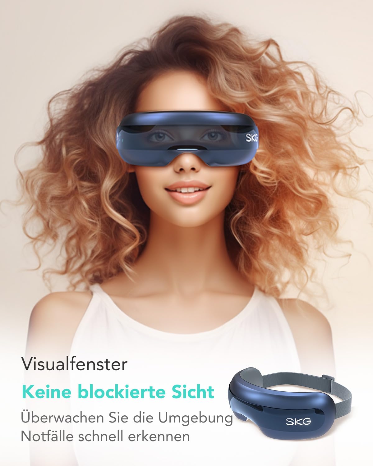 SKG Augenmassagegerät mit Wärme Vibration & Musik für müde Augen, E3 Pro