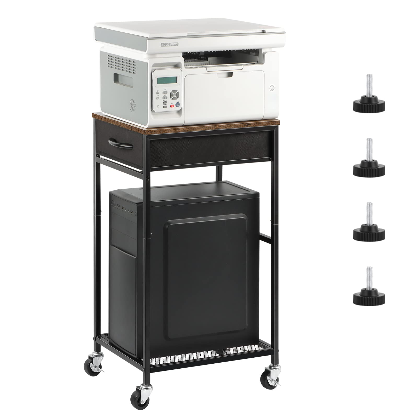 Buy Computer Tower Stand with Drawer 2 Tier PC Tower Stand for Under