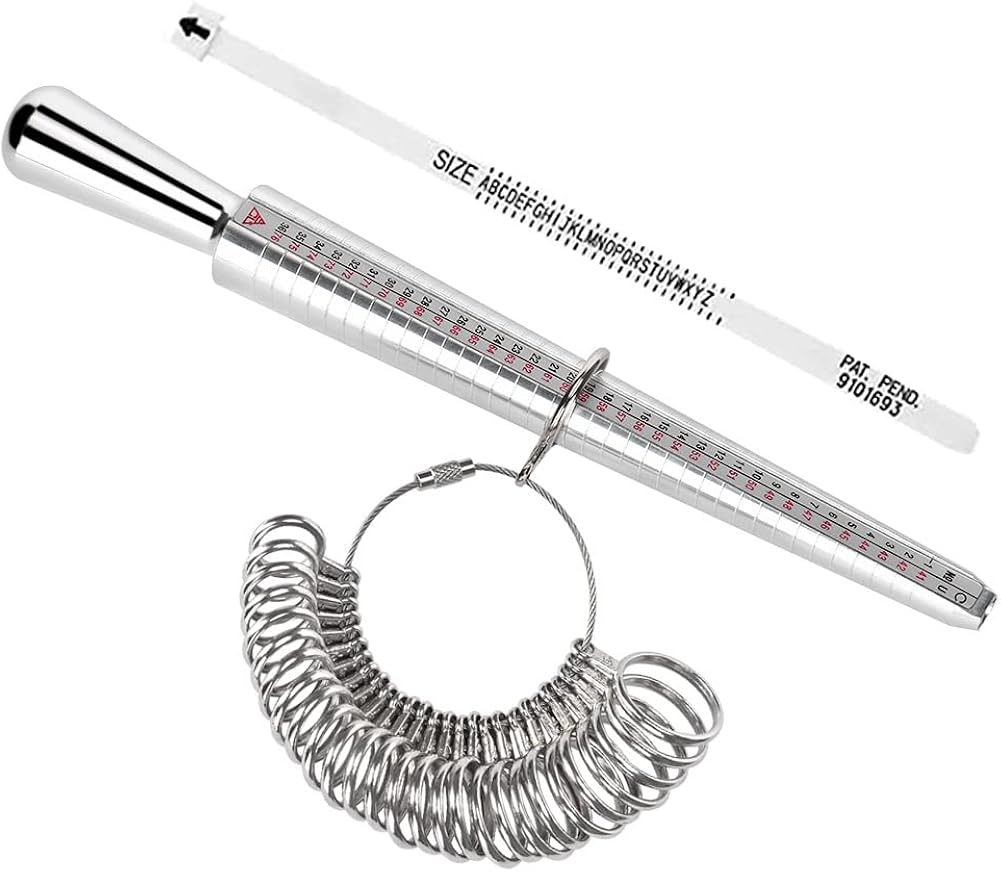 Ring Sizer Gauge Mandrel Measuring Scale Set UK Sizes DZ+5 Measuring