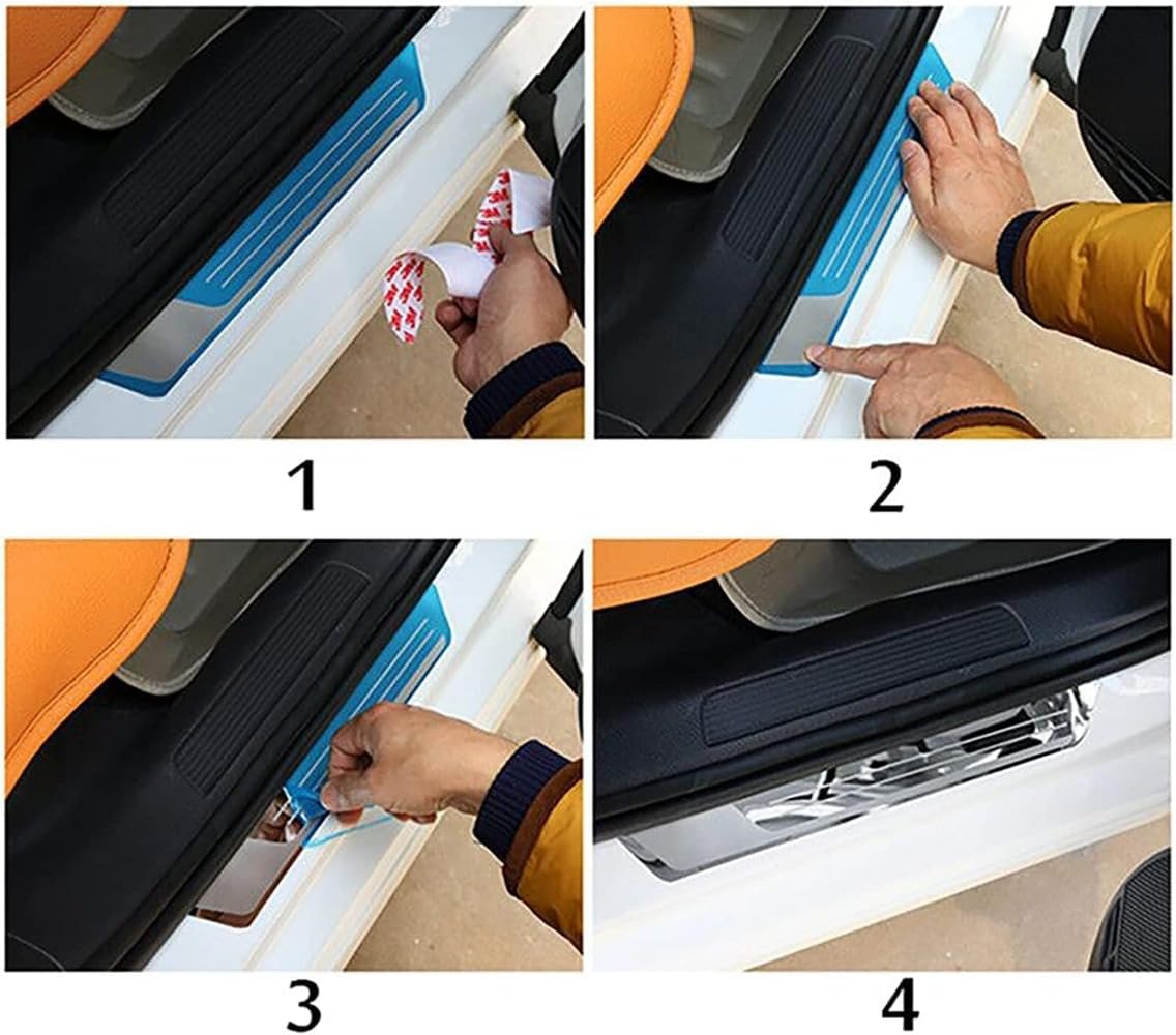 4 placas para umbral de puerta de automóvil, adecuadas para Honda Civic 2021-2025, placas de fibra de carbono, protector de arañazos, accesorio de decoración de estilo de umbral, tiras de