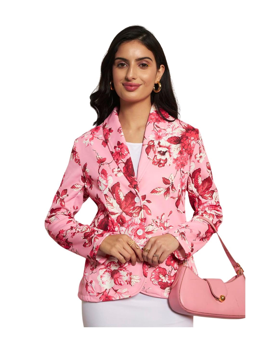 tandul Women Floral Print Pink Coat - Fleece Full Sleeve Regular Fashion for Office, Casual, Festive & Party (12203)-picture-28
