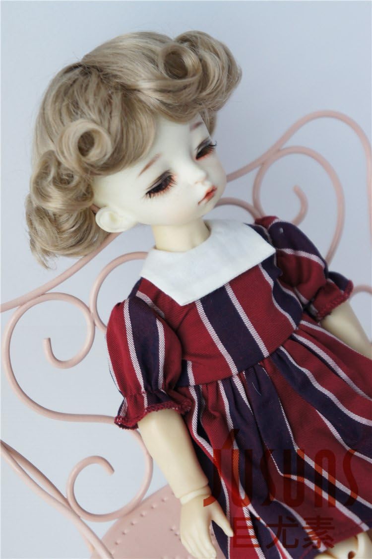 JD369 6-7inch 16-18 CM Cupid Smart Curly BJD Wigs 1/6 YOSD Synthetic Mohair Doll Hair Vinyl Doll Accessories (Light Brown)
