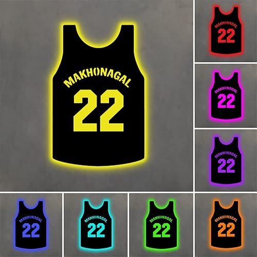 Miniatura 2 de 16 colores personalizados con nombre, arte de pared de baloncesto, lámparas de baloncesto personalizadas para niños, dormitorio, baloncesto, letrero