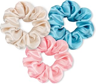 GlasFlength Set di 3 elastici per capelli in seta e seta, morbidi elastici per...