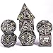Schleuder D&D Dadi Set, 7 Poliedrici Dice da Gioco per Dungeons&Dragons, Set Dadi Metallo Vuoto Forma di Drago, Dadi da Gioco Rpg Dungeons Dragons Gioco da Tavolo (Personaggi in Bronzo e Oro)