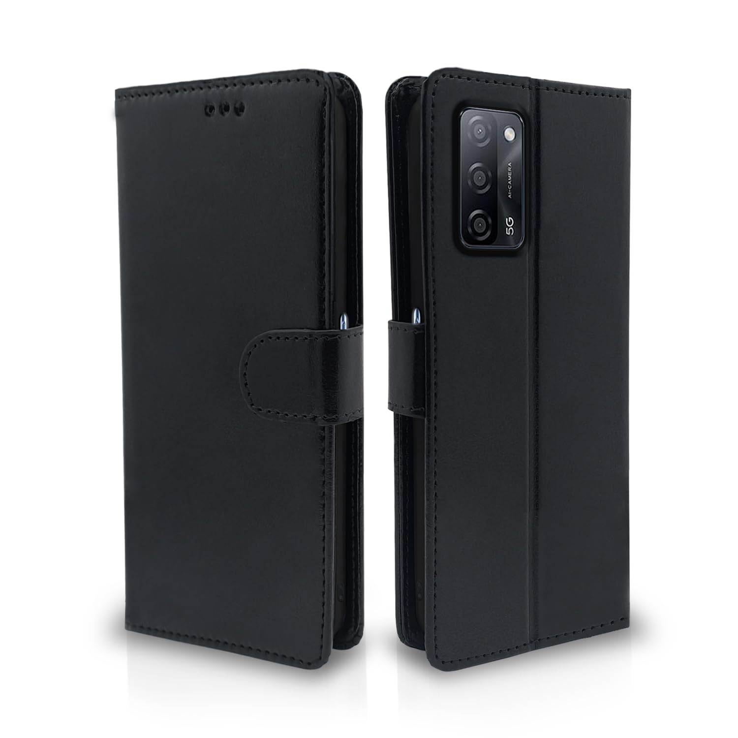 Pikkme Oppo A53s 5G Flip Case Leather Finish | Inside TPU with Card Pockets | Wallet Stand and Shock Proof | Magnetic Closing | Complete Protection Flip Cover for Oppo A53s 5G (Black) (B0BF97RCV9) Amazon Price History, Amazon Price Tracker