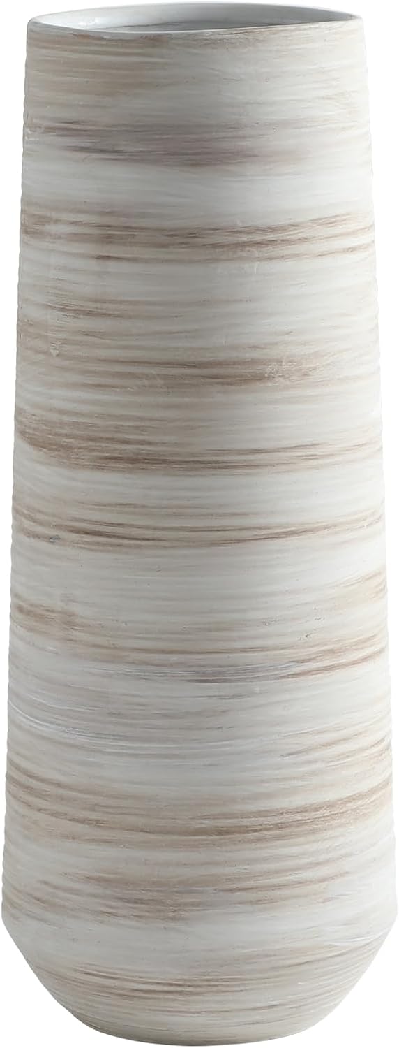 ALMA White Vessel 13 Inch Tall, Large Floor Vase for Wedding and Housewarming|Ceramic Pampas Grass Vase in Minimalist Modern Home Decor, Aesthetic Room Decor, Shelf Decor - Image 6