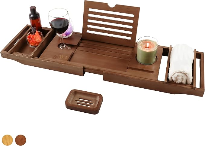 Bathtub Caddy Tray Expandable Brown