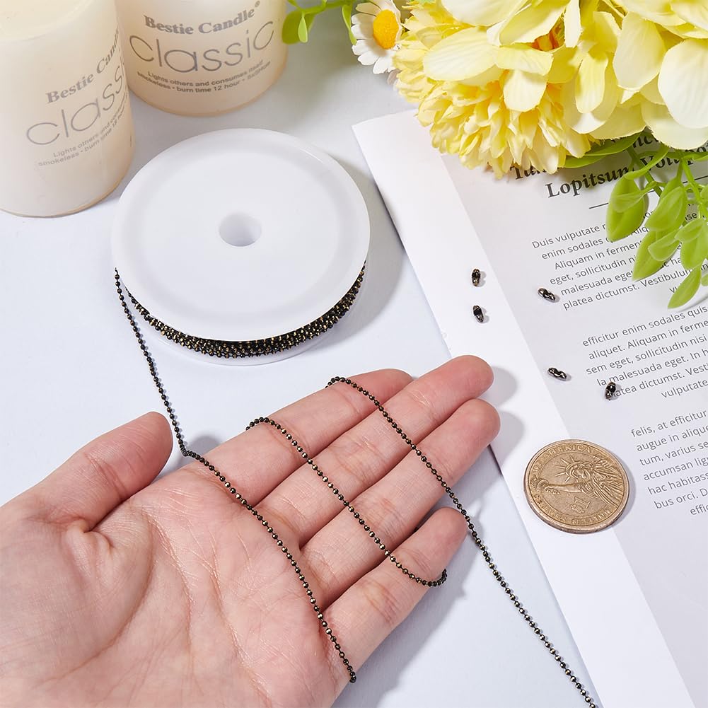 30 Piede/9 m 1.5mm Catena A Sfere in Ottone per Cani con Perline A Forma di Piastrina Piccola Palla Rotonda Sfaccettata Canna di Fucile Saldata in Metlega con Maglie in Rotolo Connettori per
