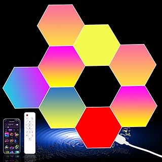 Zwzasm Hexagon Lights, Hexagon LED Gaming Lights Panels with Smart App Remote Control & Music Sync, Infinitely Splicing Co...
