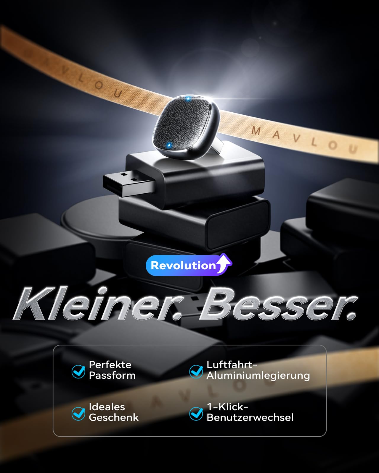Wireless Carplay & Android Auto Adapter 2-in-1, 1-klick-Benutzerwechsel, Mavlou 2026 Ultra-Mini Dongle, Convert Wired CarPlay/Android Auto zu Wireless, für iOS 10+/Android 11+ & Autos ab 2016