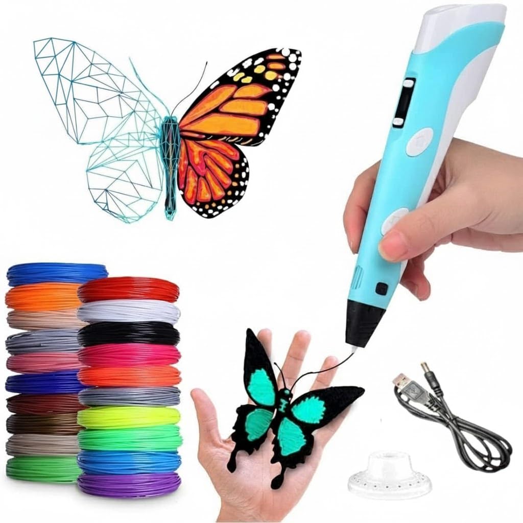 3D Pen with LCD Display for Kids | USB Powered 3D Printing Pen with Adjustable | Non-Toxic, Safe-to-Use DIY Drawing Pen for 3D Designs, Crafts & School Projects – Blue-picture-38