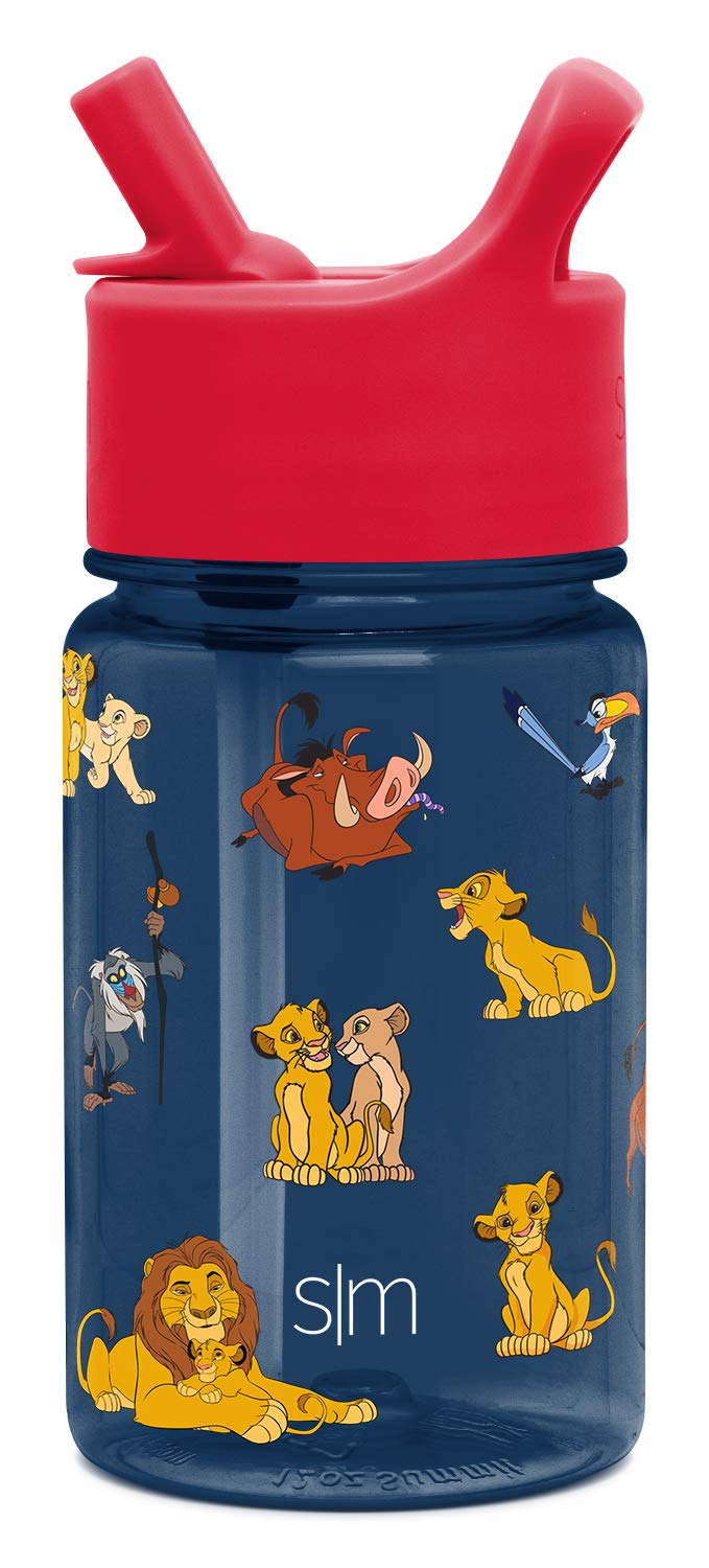 Simple Modern Disney Kids Water Bottle Plastic BPA-Free Tritan Cup with Leak Proof Straw Lid | Reusable and Durable for Toddlers, Boys | Summit Collection | 12oz, Lion King Friends