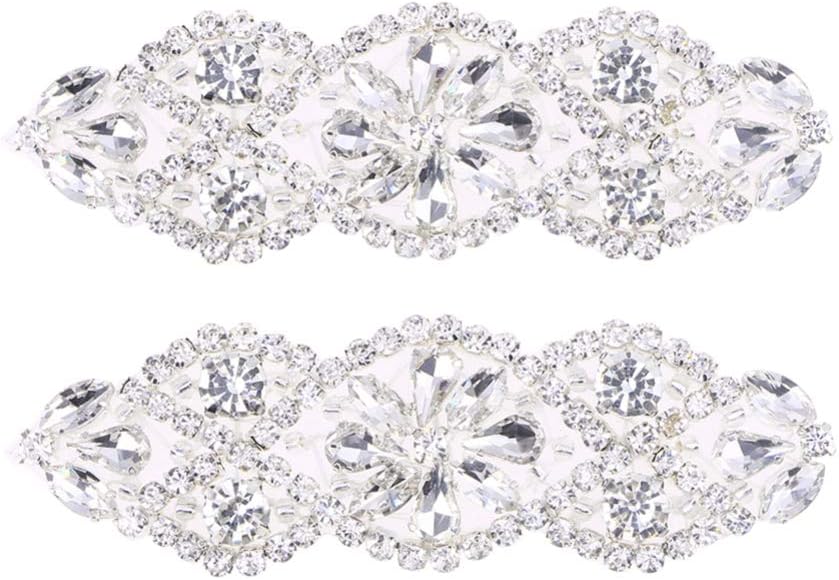 HEALLILY Rhinestone Bridal Waist Seal Crystal Applique Wedding Dress Belt for Bride Evening Prom Accessories 3.9X1.2 Inch