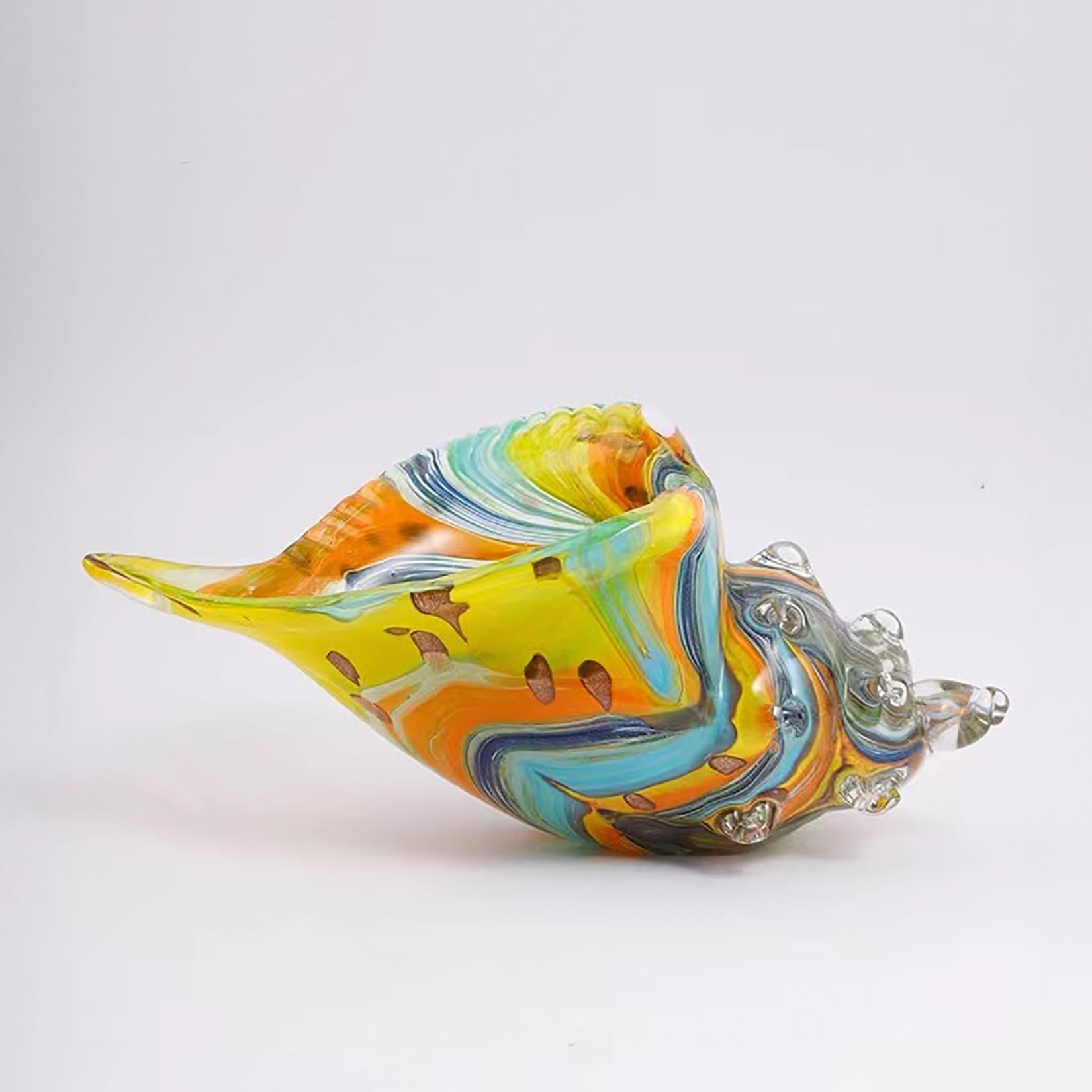 Concha de Caracol ， Escultura de Concha de Cristal, Hecha a Mano, Moderna, for decoración del hogar.(Yellow)