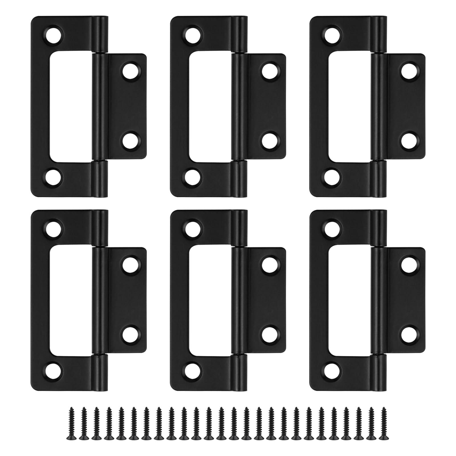 JJWNMLL Black Door Hinges 6Pcs-2.5inch Flush Hinges with Screws for Cabinet — image 1