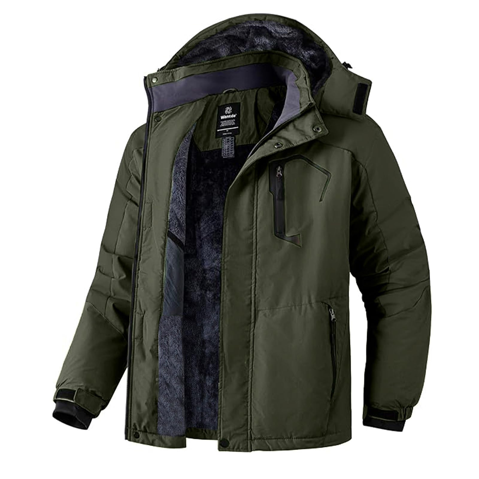 Wantdo Chaqueta de Esquí de Montaña para Hombre Abrigo de Invierno Impermeable con Capucha Cazadora de Snowboard Cálida Chaqueta al Aire Libre Antiviento Hombres — view 11