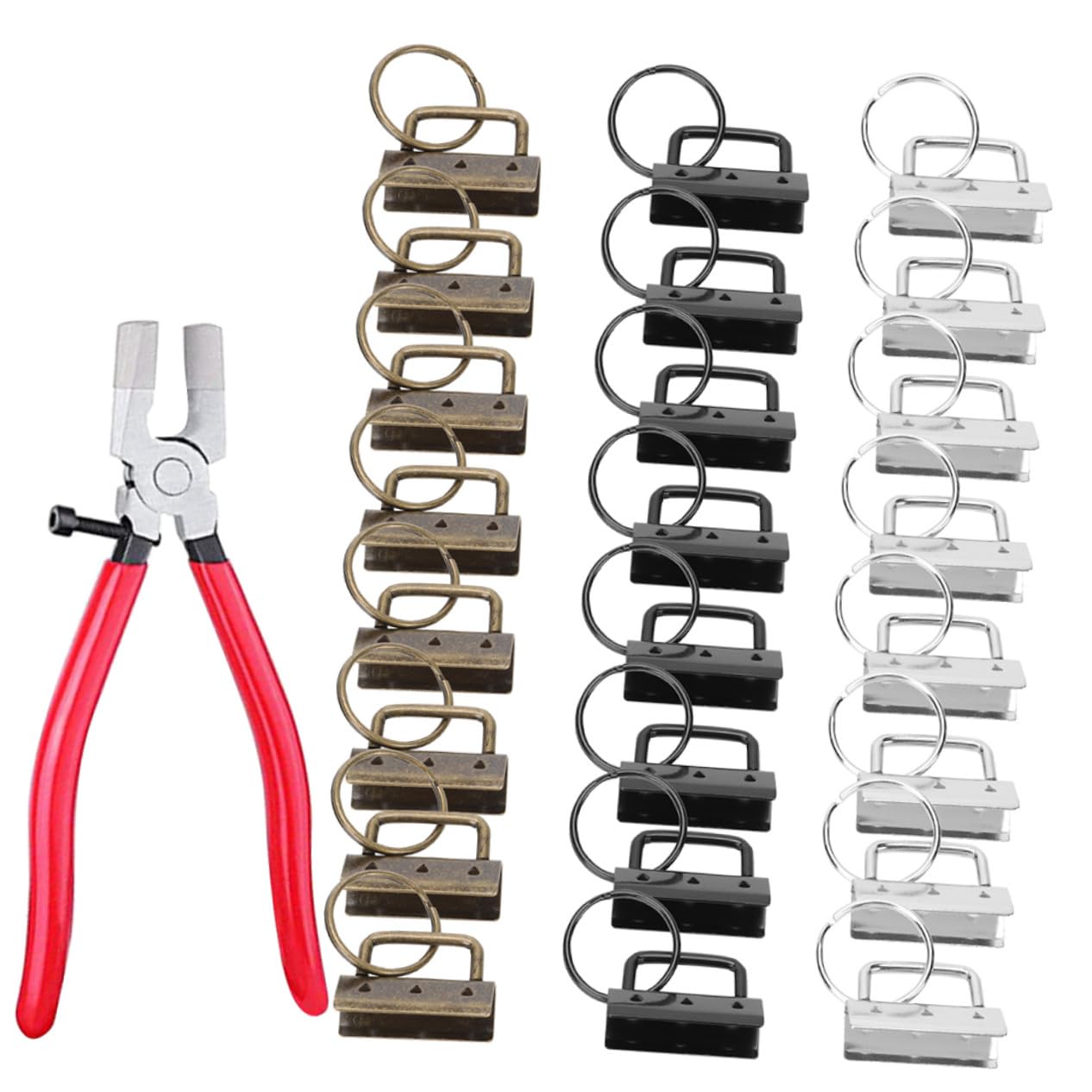 Kit porte-clés métal 32mm avec pince robuste et anneaux rotatifs multicolores MAGICLULU