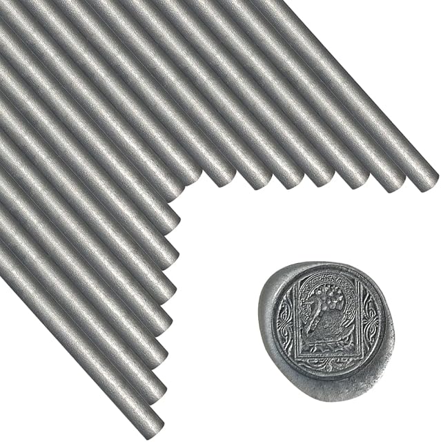 Wax Seal Sticks, ANBOSE 16 Pieces Glue Gun Sealing Wax Sticks for Wax Seal Stamp, Silver Wax Seal Stick for 0.44 Inch Glue Gun, for Wedding Invitations, Cards, Envelopes